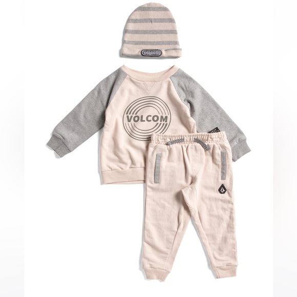 NWT 2pc Volcom Logo Sweatshirt Joggers & Hat Set sz 24 Months - Picture 1 of 2